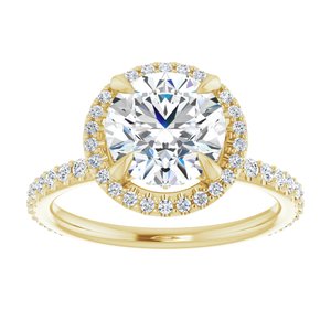 14K Yellow 8 mm Round Forever Oneâ„¢ Moissanite & 3/8 CTW Diamond Engagement Ring  